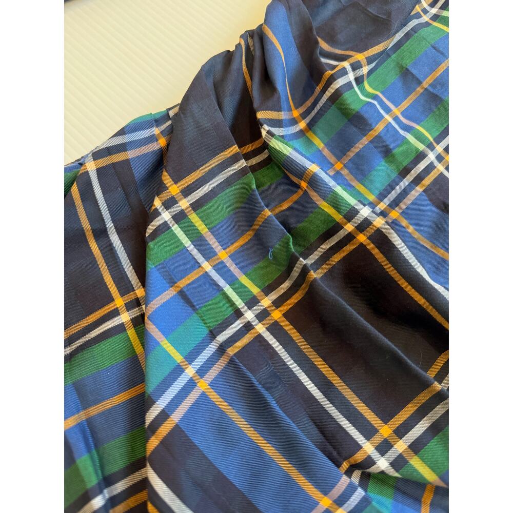 Tanya Taylor Raven Tartan Mini Dress Women’s 8 Ruched Preppy Blue Green Cotton - Picture 14 of 16